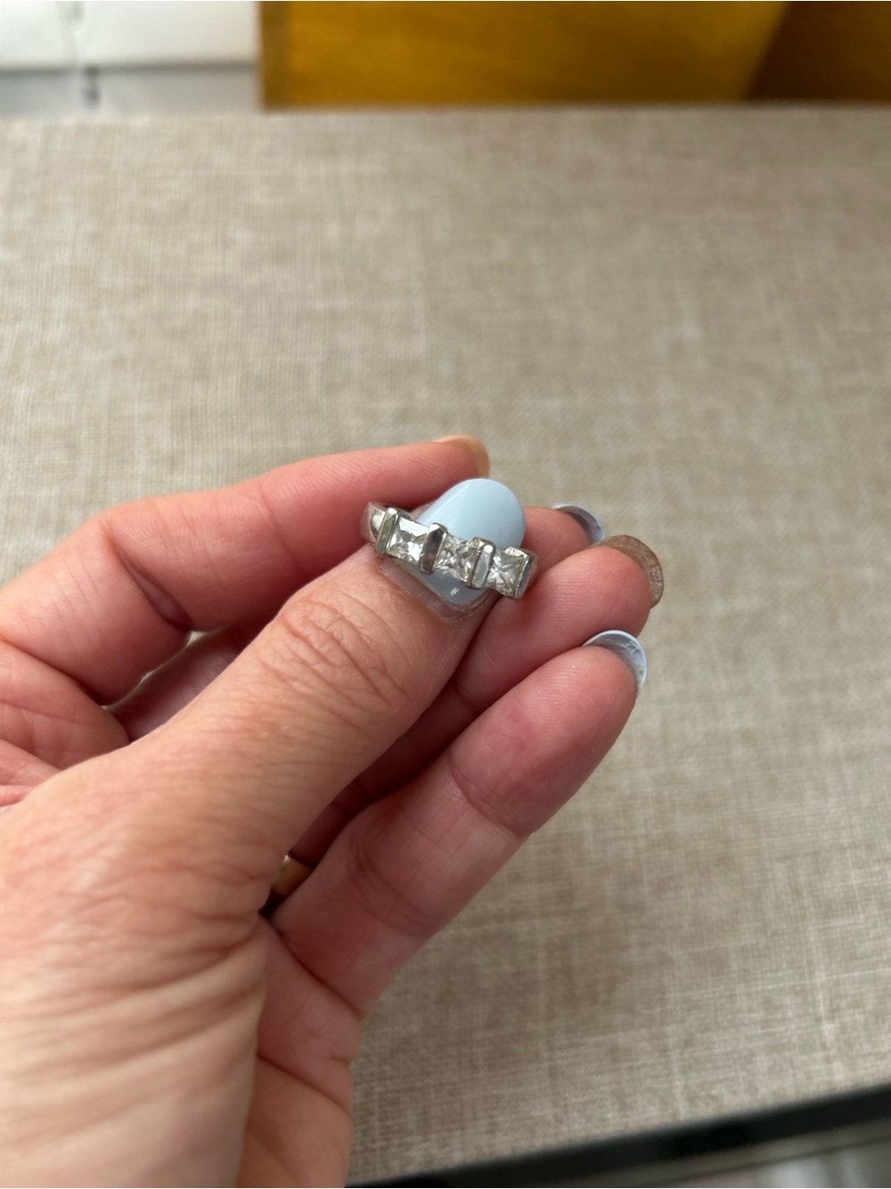 Sterling Silver Three Rhinestone Band Ring